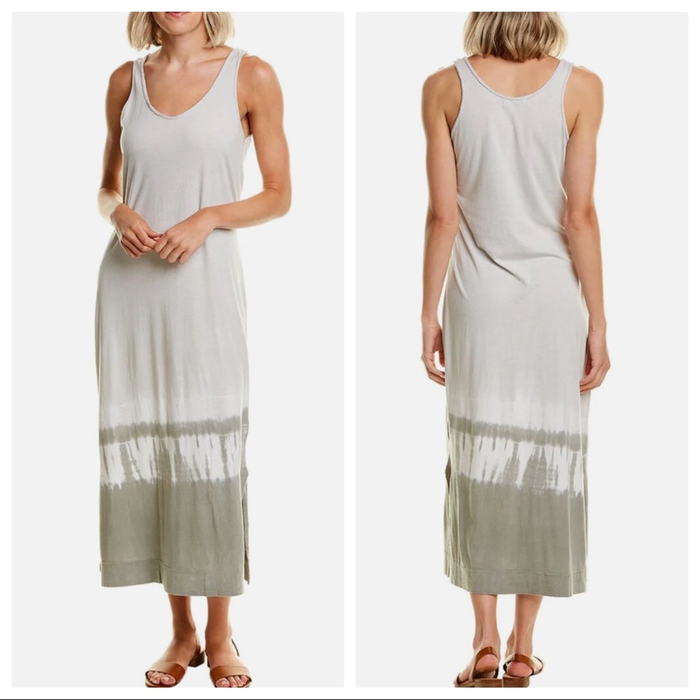 Michael Stars Cali Dip Front to Back Maxi Tank Dress Gray Tye Dye Modal Sz Med